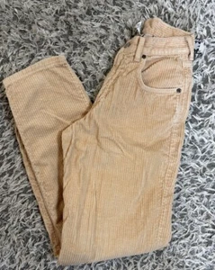 Lucky Brand dungarees Gene Montesano Corduroy Pants womens 2/26 Tan High Waist - Picture 1 of 19