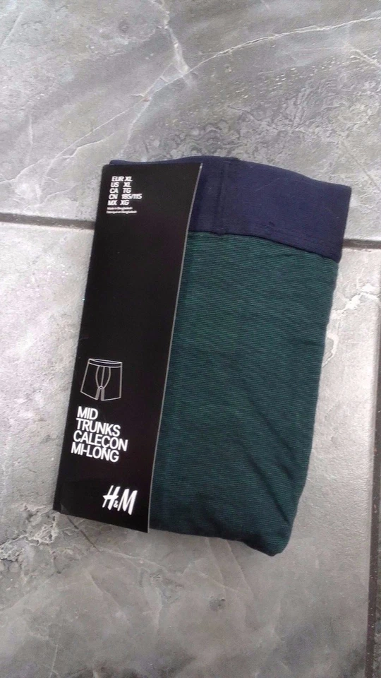 NUEVO EN PAQUETE H&M HOMBRE MEDIO CALZONCILLOS ROPA INTERIOR VERDE M L XL Foto 1 de 1