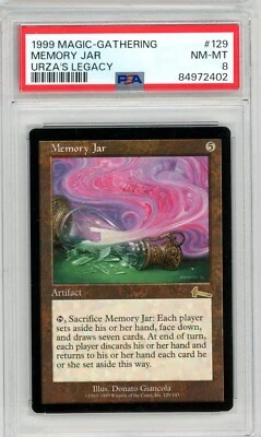 Memory Jar 1999 MTG Urza's Legacy - PSA 8 - Reserved List Rare non-foil LOW POP - Image 1 of 2
