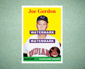 Joe Gordon Cleveland Indians 1958 Style Custom Baseball Art Card