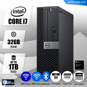 DELL Desktop Computer PC i7, 32GB RAM, Up to 1TB SSD, Windows 11, WiFi, DVD-RW - Picture 1 of 5