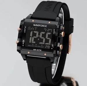 Naviforce Digital Electronic Wristwatch Unisex Waterproof Black - Picture 1 of 12