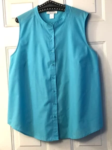 CW Classics Sz 2X Women's Blouse Shirt Sleeveless Teal - Picture 1 of 7