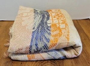 Vintage Gewebte Tagesdecke Decke Überwurf Tischdecke 84" x 67" Gelb Blau Orange - Bild 1 von 12