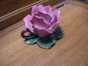Pink Ceramic Rose - Large- Flower Bead - Finial Top with Hole - Qty 1 ITALIAN - Picture 1 of 4
