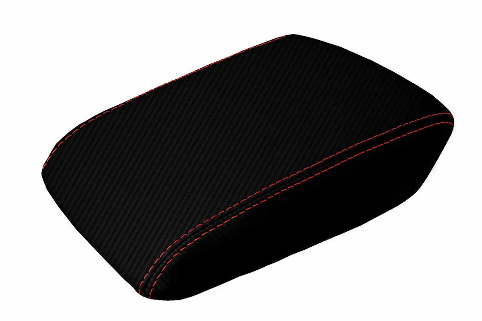 Tapa de consola reposabrazos cubierta de fibra de carbono para Acura TL 2004-2008 puntada roja Foto 1 de 4