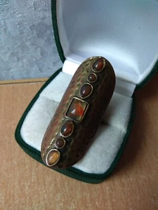 Vintage Jewelery metal size 7 Ring copper Signet stone  - Picture 1 of 8