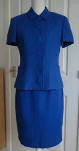 VERSUS Gianni Versace Vintage Anzug kurzärmeliger Blazer & Bleistiftrock blau UK12 - Bild 1 von 12