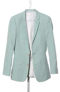 32R Super Skinny Asos Mint Green Cotton Linen 2-Button Sport Coat Blazer Jacket - Picture 1 of 9