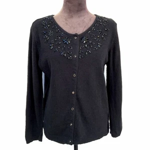 Cárdigan suéter vintage Free People lana angora talla L con cuentas botón joya - Imagen 1 de 24