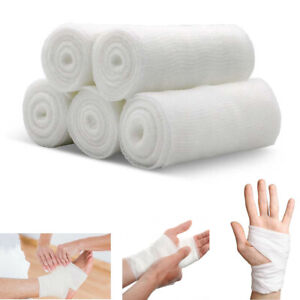 Medical 5 Rolls Disposable Gauze Bandage Roll First Aid Bandages Wrap Wound Care