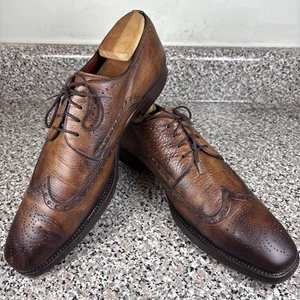 Magnanni for Neiman Marcus brüniertes braunes Leder kurze Flügel Derby Herren Gr. 10M - Bild 1 von 24