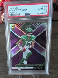 Panini XR 2022 Garrett Wilson púrpura novato radiocontrol #/25 #106 PSA 10 gemas como nuevo - Imagen 1 de 3