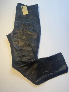 Pantalones Alberto Makali para mujer XL imitación cuero gamuza moto gótico negro elástico NUEVO - Imagen 1 de 16