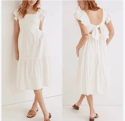 MADEWELL 奶油无袖夏季波西米亚连衣裙分层 Cottagecore 象牙色 S 码 — 第 1/4 张图片