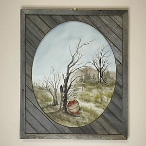 Original Landscape Painting Oil On Canvas Signed Doris Dunlop Cottagecore 18x23” - Picture 1 of 14