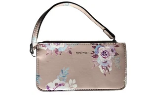 NINE WEST Wristlet Zipper Light Pink Floral Wallet - Picture 1 of 6