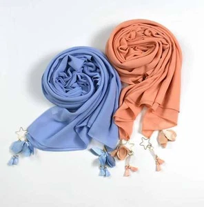 Women Cotton Long Scarf Hijab Solid Color Islamic Scarves Shawls Head Wraps New - Picture 1 of 24