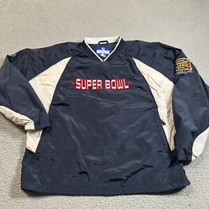 2004 NFL Super Bowl XXXVIII 38 Pullover Reebok Jacket Patriots Panthers Large