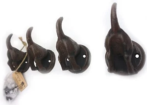 Set of 4 - Lulu Decor, H.D. Cast Iron Dog Key Hook with Mount Plate - NEW - Picture 1 of 4
