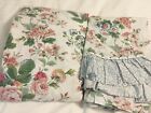 Vtg Dan River Twin Flat & Fitted Sheets White Floral Ruffled Eyelet 9" Deep