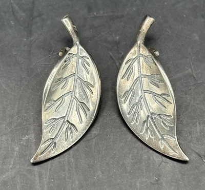 Pendientes con clip de hoja de David Andersen de plata de ley 925 Noruega escandinava Foto 1 de 4
