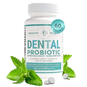 Dental Oral Probiotic, 60 Chewable Tablets - Supplements w/BLIS K12 & M18 - B... - Picture 1 of 9