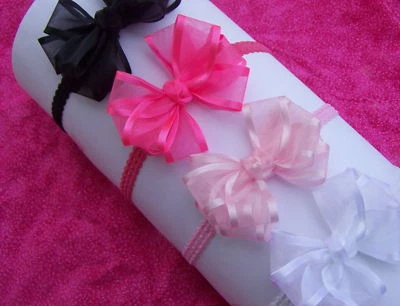 Baby or Newborn Girls Dressy Girls Headband Bow Band U PICK Blessing Christening - Image 1 of 3