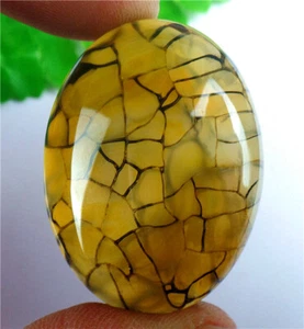 40x30x8mm Yellow&Black Dragon Veins Agate Oval Cab Cabochon AD65259 - Picture 1 of 3