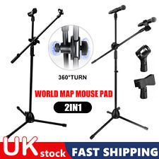 Adjustable Microphone Stand Mic Holder Mount Tripod Two Clip Boom Foldable Kit