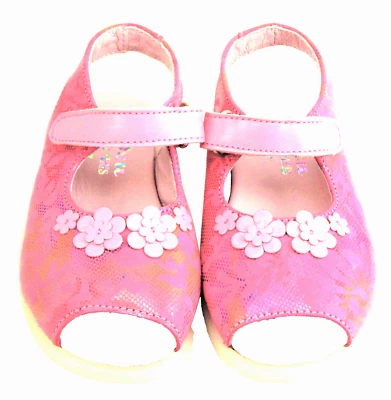 DE OSU - Испания - девочек розовый фуксия кожаный цветок сандалии - туфли европейские - размер 8 - Изображение 1 из 4