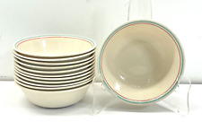 LOT OF 12 COUPE CEREAL BOWLS FOREVER YOURS CORELLE CORNING PINK BLUE STRIPES