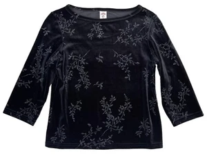 Vintage Copper Key Shirt Girls XL Black Velvet Floral Glitter Dark Cottagecore - Picture 1 of 8