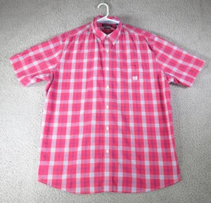 Chaps Men's Shirt Red-White Plaid Short Sleeve Button Up Size 2XL/TTG - Picture 1 of 9