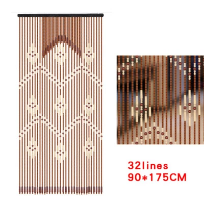 Cortina de cuentas de bambú para puerta, cortinas de puerta de cadena con cuentas, cortina de madera Foto 1 de 4