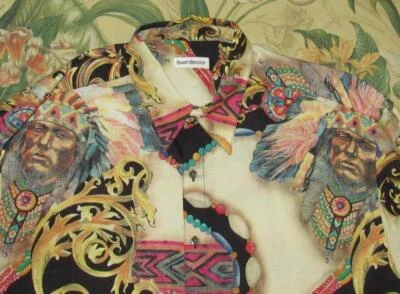 Vtg BARRY BRICKEN Native American Long Sleeve Button Down Shirt Large - Image 1 of 4