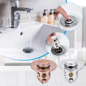 Washbasin Leaking Leak-proof Plug Electroplating Drainer Bouncing Core Push Type - Picture 1 of 16