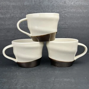 Vintage Starbucks Bronze Swirl Coffee Mugs Set Of 3 Hand Dipped 12 Oz - Picture 1 of 15