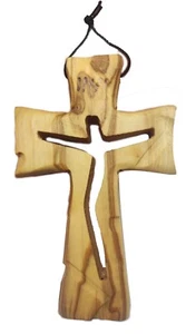 Crucifijo de pared de madera de olivo cruz cristiana tallada Jesús de Medjugorje 3,9" - Imagen 1 de 12