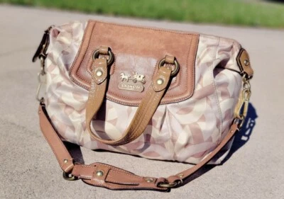 Coach Madison 14319 Graphic Op Art Audrey Tan Multi Chain Link 2-Way Satchel  - Image 1 of 4