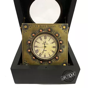 Vintage Wooden Desk Clock Office Retro Victorian Home Décor Brass Mother's Gift - Picture 1 of 5