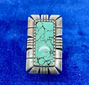 Vintage Sterling Silver Turquoise Navajo Ring. Size 10.5. Excellent Condition. - Picture 1 of 7