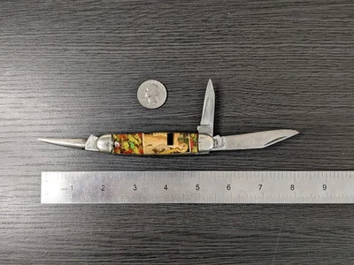 Navaja de bolsillo vintage Utica Risque de 3 hojas Foto 1 de 4