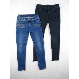 Miss Me Girls Jeans Size 8 Blue Black Denim Skinny Zipper Set Of Two Bundle - Picture 1 of 22