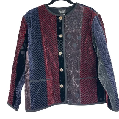 Koos Of Course Velvet Burnout QVC Quilted Jacket Silk Blend Women's Size Small - Image 1 of 4