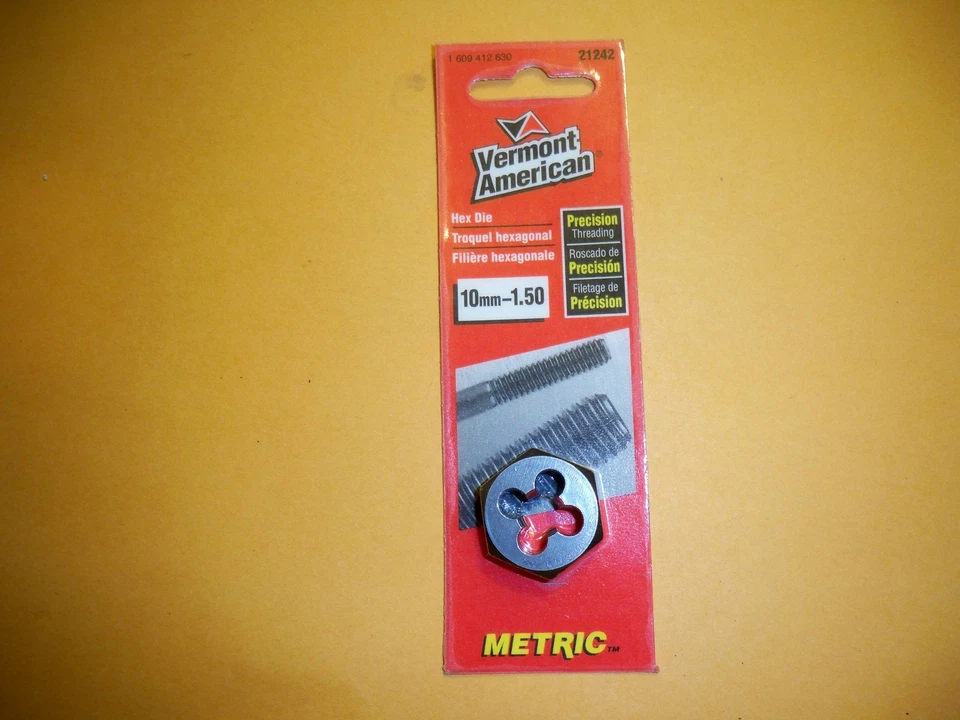 10MM-1.50 BOLT DIE HEX AGON RIGHT HAND VERMONT AMERICAN MADE USA