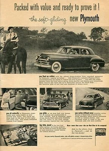 1950 Chrysler Plymouth Horse Ranch Car Print Ad - Picture 1 of 1