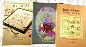 Silk Ribbon Embroidery Lot of 3 Books 1 Spring Bulb 1 Fuchsias 1 Heather Jones - Picture 1 of 15