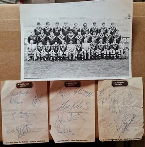 1982 AUSTRALIAN KANGAROOS THE INVINCIBLES PRESS PHOTO + 3 PAGES AUTOGRAPHS - Picture 1 of 6