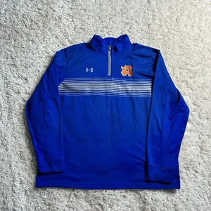 Under Armour Sweater Mens 2XL XXL Blue Fleece Loose Fit 1/4 Zip Pullover Golf - Picture 1 of 16